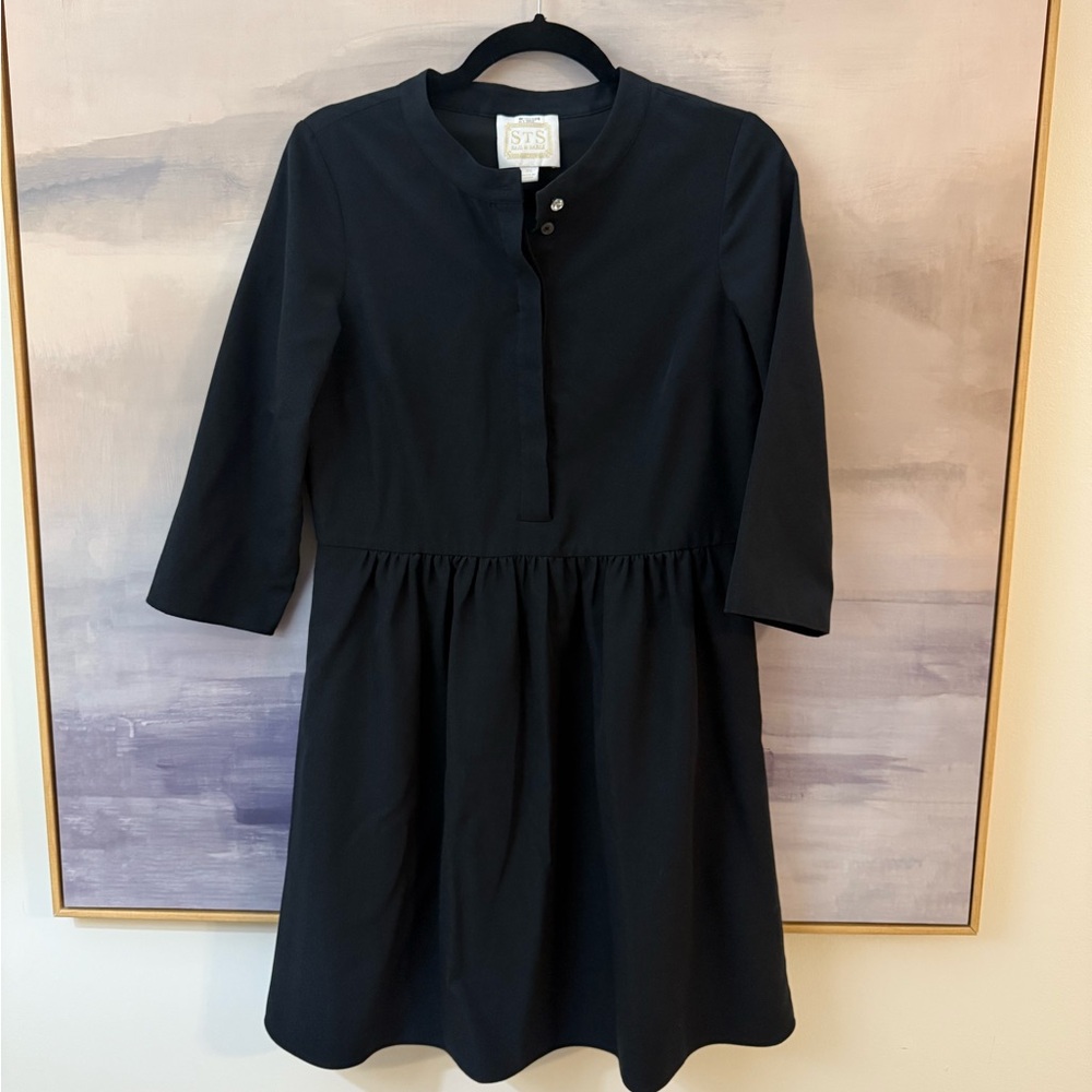 Women’s Solid Black Button Up Dress